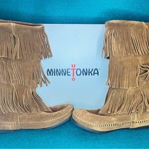 Minnetonka fringed calf boot